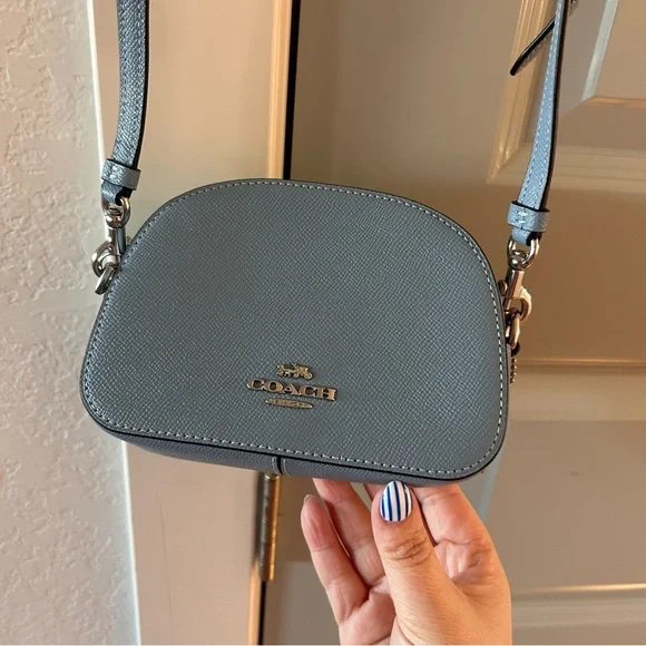 New Coach Mini Serena Crossbody Bag Silver Corn Flower Blue